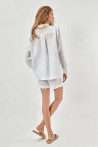 Paper White Linen Pajama Set with Shorts