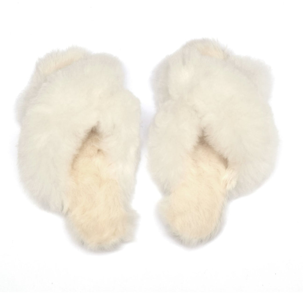 Criss Cross Alpaca Slipper White