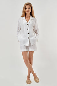 Paper White Linen Pajama Set with Shorts