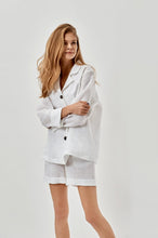 Load image into Gallery viewer, Paper White Linen Pajama Set with Shorts